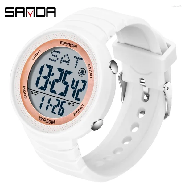 Relojes de pulsera Sanda Big Dial Reloj digital LED verde Relojes electrónicos Moda Tendencia Hombres Reloj de lujo para mujeres Montre Sport Homme 2024