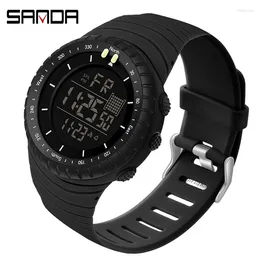 Montre-bracelets Sanda Brand Digital Watch Men Sport Montre le poignet masculin LED électronique pour horloge étanche de montre de bracelet 6071