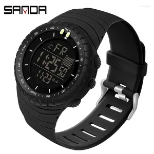 Polshorloges Sanda Brand Digital Watch Men Sport kijkt elektronische LED mannelijke pols voor klok waterdichte polshorloge uren 6071