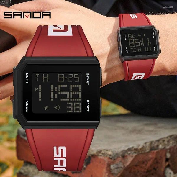 Relojes de pulsera Marca SANDA, relojes para hombre, reloj informal de moda para hombre, reloj de pulsera Digital LED deportivo, reloj militar resistente al agua, reloj Masculino