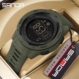 Wallwatches Sanda Brand Men observa calorías Pedómetro deportivo 50m LED Digital Watch Digital Wallwatch Relogio Masculino 2145