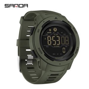 Montres-bracelets SANDA Marque Hommes Montres Sport Passomètre Calories 50M Étanche LED Montre Numérique Montre-Bracelet Militaire Relogio Masculino 2145 230408