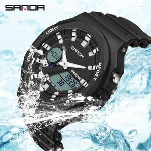 Wallwatches Sanda Digital Led Watch Men Military Sport Sport Wallwatch Stopwatch Top Stopwatch Impermeable Male reloj 6016 6016