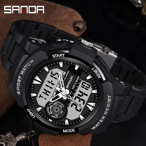 Montre-bracelets Sanda Digital Watch Men Military Army Sport Quartz Horloge de bracelet LED LED ARRÉPRÉPORT HORDE ELECTRONIQUE MALE Gift 6002