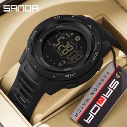 Montre-bracelets Sanda Fashion Mentes Mentides numériques Military Imperposeproof 50m Running Sports Getomètre LED Watch