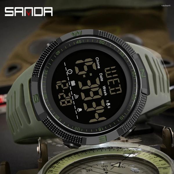 Montres-bracelets SANDA Mode Hommes Montres LED Numérique Sport En Plein Air Étanche Multi-fonction Chronographe Homme Montre-Bracelet Pour Garçons Hommes Horloge