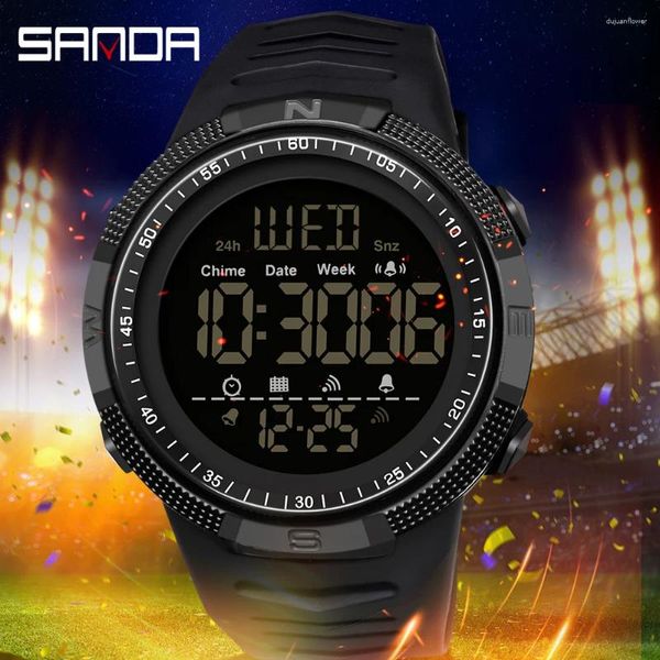 Mujeres de pulsera Sanda Fashion Military Men's Watches 50m Implay Sports Wrist Watch Mujer LED Electronic Unisex Women Boy Casual