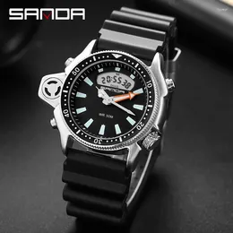 Montre-bracelets Sanda Fashion Sport Men de la montre MECLAT CASSORATES Men Men Militaire Quartz Mérarche-montre Diver Man Relogio Masculino 3008