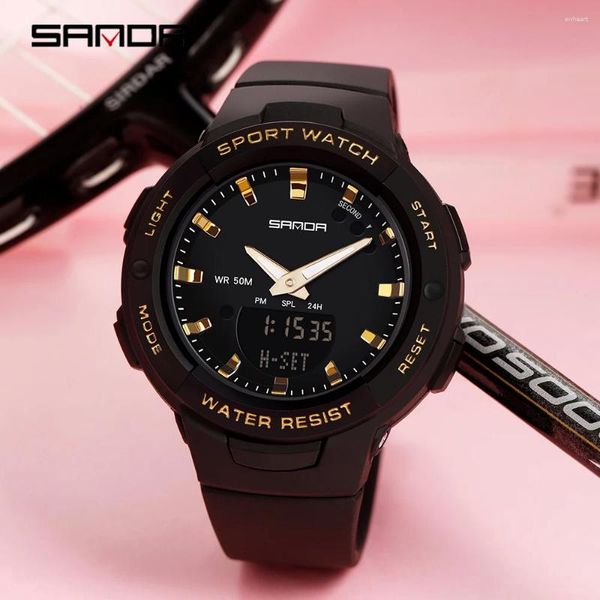 Muñecos de pulsera Sanda Fashion Women Sports Watch G Impermeable Digital Led Damas Militares Electronic Ejército Clock Girl Girl Reloj