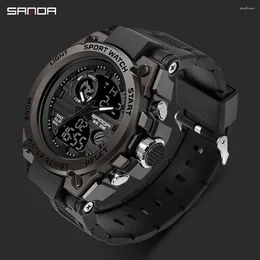 Muñecos de pulsera Sanda G Estilo Men Diaca Digital Relojes Sports Military Impermeable Reloj de hombre de pulsera electrónica Orologio Da Uomo 739