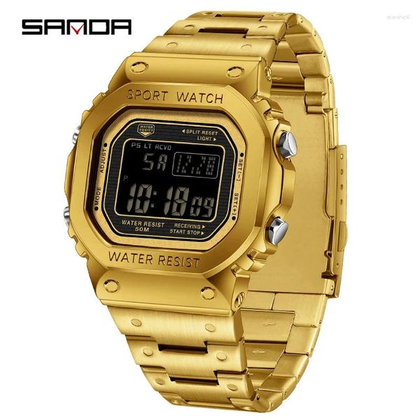 Wallwatches Sanda LED Digital Sports Watch G Style G Militares Militares de acero inoxidable a prueba de agua Targenta Electrónico