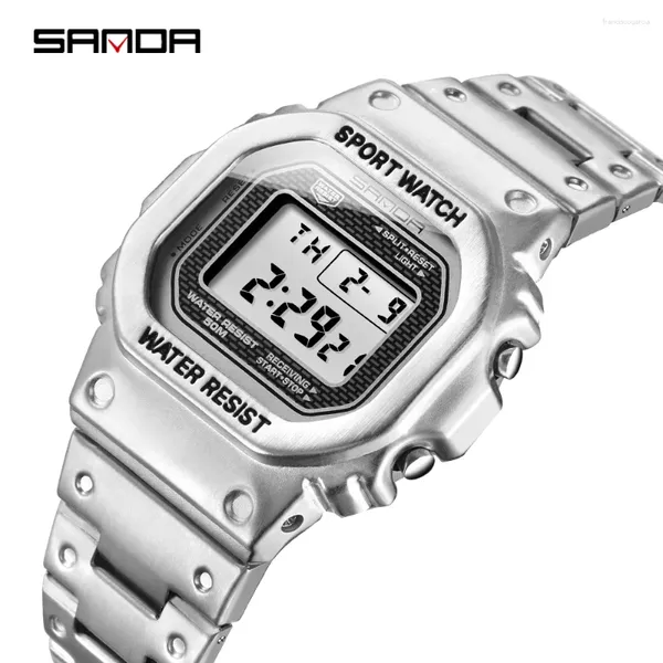 Montre-bracelets Sanda Luxury Fashion G style Sports Mentes de sport pour hommes LED Digital Men Men Abases Afforesproofr Wristwatch Horloge en acier Relogio