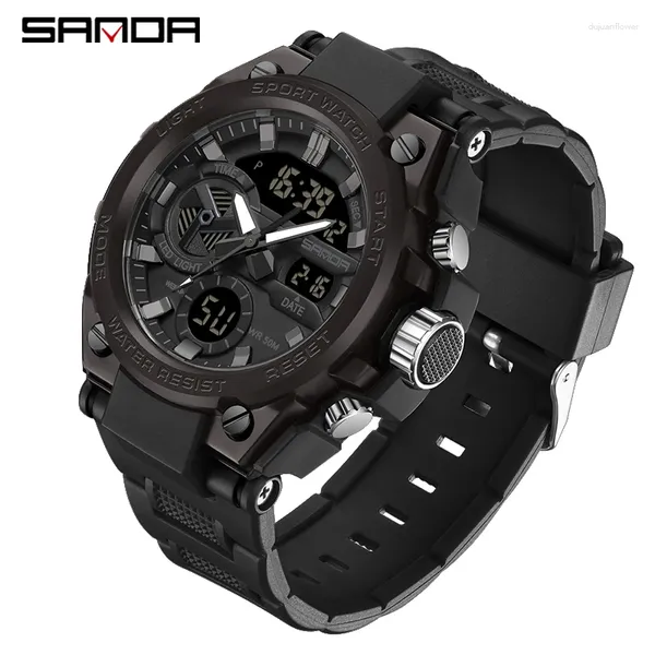Montre-bracelets Sanda Luxury G Style Military Sports Quartz Watch Imperproping Outdoor Clock Mend's Analog Digital Alarms Digital Alarmes