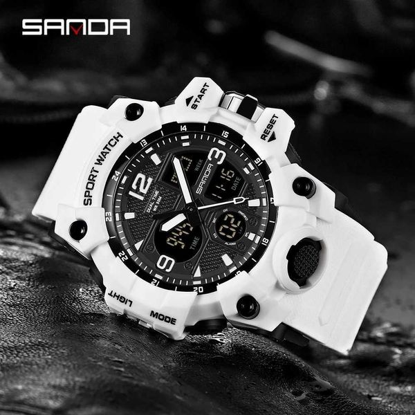 Relojes de pulsera SANDA Hombres Relojes militares G Estilo Blanco Reloj deportivo LED Digital 50M Reloj impermeable S Shock Reloj masculino Relogio masculinoL2303