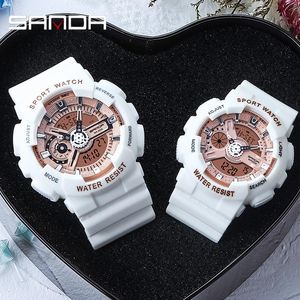 Horloges Sanda Heren en Dames Horloge Topmerk Paar LED Waterdichte Sport G Style Quartz Clock Relogio Masculino