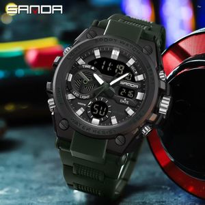 Horloges Sanda Herenhorloge Militaire Waterbestendig Digitale Sport Horloges Leger Grote Wijzerplaat Led Stopwatches Voor Mannelijke Klok 2023