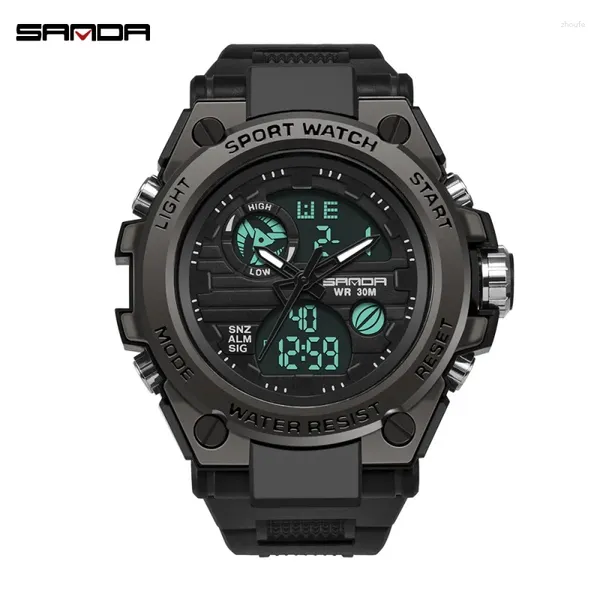 Montre-bracelets Sanda Style militaire Grande Tide Tide's Watch Student masculin Fashion Fashion Trend Multifonctionnel Digital Imperproof Electronic