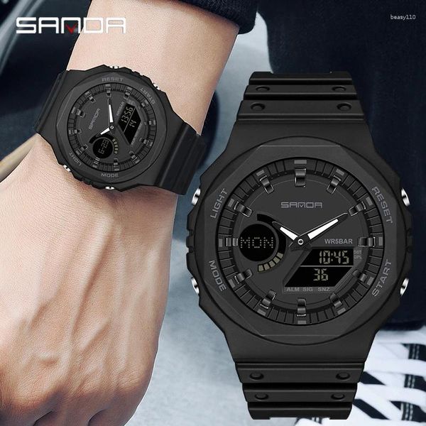 Mujeres de pulsera Sanda Outdoor Sports Watches Ms MS LED Digital Military Impermeable Date Electrónico Vistelo Boy Girl Relogio Masculino