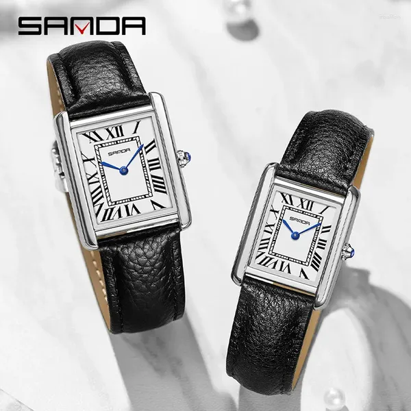 Montre-bracelets Sanda Square Couple Watches for Women and Men Luxury Design Fashion Quartz Watch