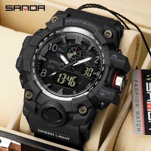 Polshorloges sanda topmerk sport heren es militaire kwarts man waterdichte pols voor mannen klok shock relogios masculino 3169 y240510