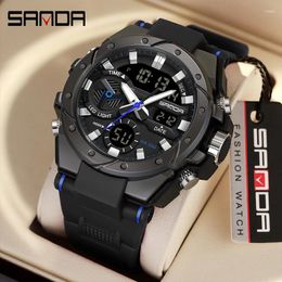 Montre-bracelets Sanda Top Brand Trend Student Military Mens Mensicy's Multifonctionnel Electronic Electronic Digital Quartz Double Movement Watches