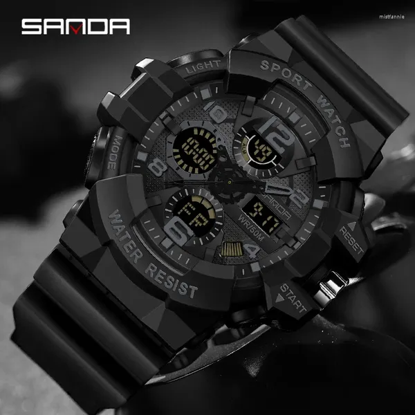 Wallwatches Sanda Top Dual Display Men relojes G Style G Sports Sports Watch Sports Man Stopwatch Quartz Wallwatch Male Digital Reloj