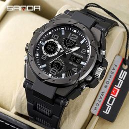 Relógios de pulso SANDA Top Men LED Digital Watch Dual Display Cronógrafo Alarme Luminoso Esportes Negócios Moda Relógios de Quartzo