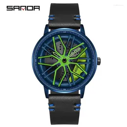 Montres-bracelets Sanda Tendance Mode Cool Wheel Montre Personnalisée Hommes Étanche 1107 Ceinture Quartz