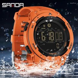 Montre-bracelets Sanda Watch for Men 50m Imperproof Digital Sports Chronograph Chronograph Army Electronic Watches Alarm Réquive 2145