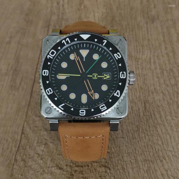 Relojes de pulsera Conjunto de cristal de zafiro Movimiento japonés NH35 Sin logotipo 100 m Reloj para hombres a prueba de agua 42 mm Cuadrado de acero inoxidable