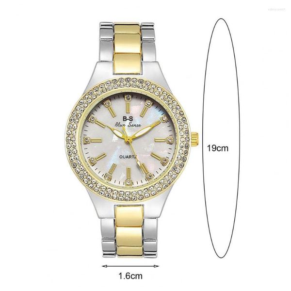 Relojes de pulsera con corona atornillada, hermoso reloj de pulsera de cuarzo con diamantes de imitación brillantes, correa de acero minimalista para mujer, accesorios de moda