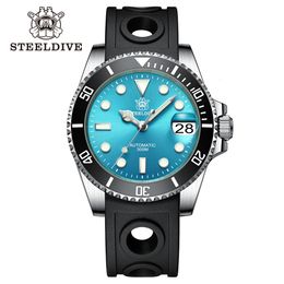 Horloges SD1953 Turquoise Wijzerplaat Keramische Bezel Staal NH35 Horloge 41mm STEELDIVE Merk Water Ghost 300M Heren Diver Horloges reloj hombre 230802