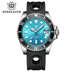 Montres-bracelets SD1953 Turquoise Cadran Céramique Lunette Acier NH35 Montre 41mm STEELDIVE Marque Water Ghost 300M Mens Diver Montres reloj hombre 230802