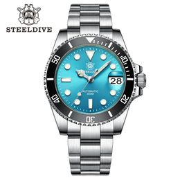 Relojes de pulsera SD1953 Dial turquesa Acero inoxidable NH35 Reloj Steeldive 41 mm STEELDIVE Marca Sapphire Glass Men Diver Relojes reloj hombre 231107