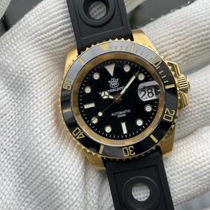 Montre-bracelets SD1953IPG dans 41 mm IPG Gold Case Ceramic Bezel Steeldive 30ATM Band imperméable NH35 Automatic Mens Dive Watch Reloj