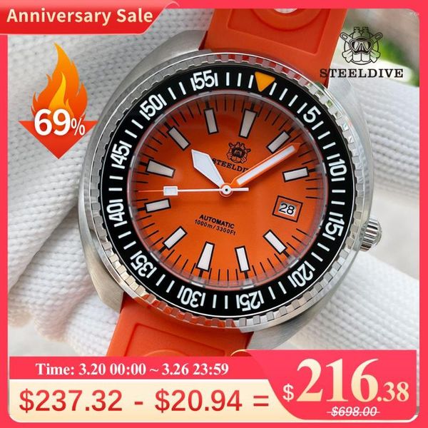 Relojes de pulsera SD1983 Cool Design STEELDIVE Marca Sapphire Mirror 1000M Diver a prueba de agua 49MM NH35 Relojes automáticos de buceo con bisel de cerámica para