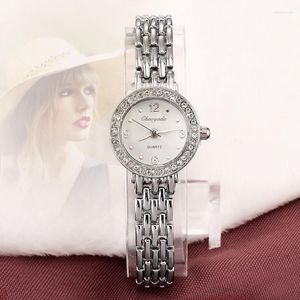 Polshorloges sdotter 2023 Aankomstmode en casual dameshorloges horloges zilveren armband luxe kristal horloge oem ronde ultra slank jurk kwarts