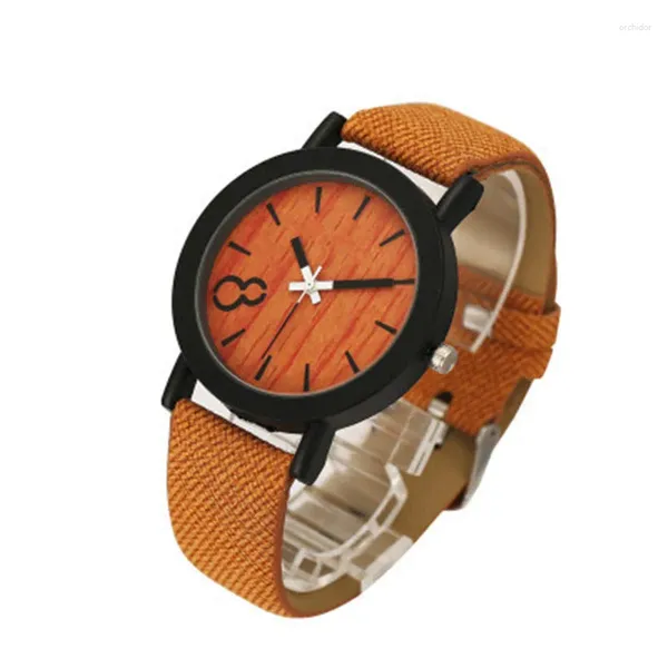 Relojes de pulsera Sdotter 2024 Ventas de productos Simulación Cuarzo de madera Ocio femenino Color Correa de cuero Relojes hechos por el hombre