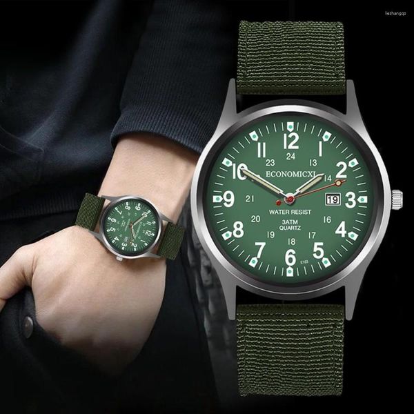 Relojes de pulsera Sdotter, Reloj verde luminoso a la moda, relojes deportivos para Hombre, correa de nailon, fecha automática, Reloj de cuarzo para Hombre, Relogio Masculino