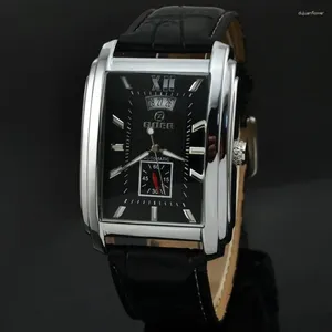 Horloges Sdotter Mode Rechthoek Horloge Heren Casual Zakelijke Horloges Auto Datum Automatisch Mechanisch Kleine Seconde Wa