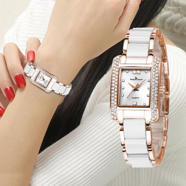 Montre-bracelettes sdotter Fashion Women Watch Square Diamond Bracelet Bracelet pour le luxe Casual Women's comme cadeau avec Box Montre