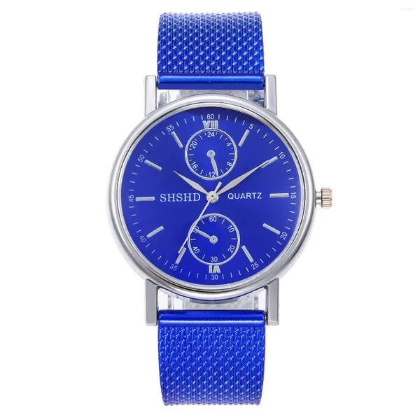 Relojes de pulsera Sdotter Reloj casual de moda para mujer Ojos de vidrio azul Aparato suave con relojes neutrales de moda adecuados Hombres al por mayor y