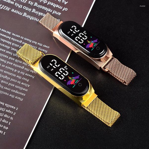 Relojes de pulsera Sdotter Relojes LED para mujeres Damenuhr Touch Digital Black Women's Golden Clock Electrónica Relojes Par