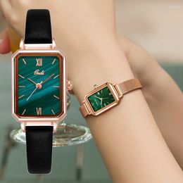 Montres-bracelets Sdotter luxe vert montre Simple mode dames originalité rétro petite plaque carrée étanche Quartz Watc