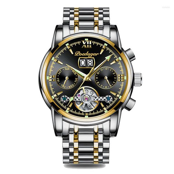 Relojes de pulsera Sdotter de lujo para hombre, reloj de pulsera mecánico, Tourbillon de acero inoxidable, relojes deportivos automáticos para hombre, reloj de marca superior de negocios para hombre