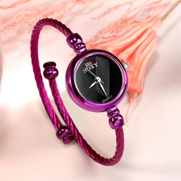 Relojes de pulsera Sdotter Luxury Small Purple Pulsera Relojes de mujer Relojes de acero inoxidable Reloj de mujer Minimalismo Moda Mujer Reloj M