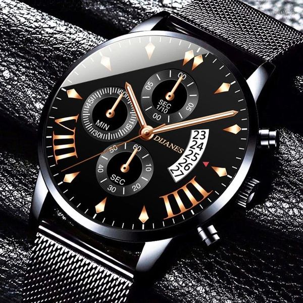 Relojes de pulsera Sdotter Mode Herren Luxury Business Uhren Schwarz Edelstahl Mesh Gurtel Quarz Armbanduhr Manner Casual Klassische Uhr Reloj