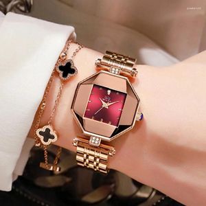Relojes de pulsera Sdotter Relogio Feminino 2023 Diamond Women Watch Rose Gold Quartz Ladies Relojes de pulsera Reloj de acero inoxidable