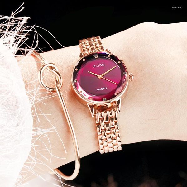 Montres-bracelets Sdotter Or Rose Bracelet De Luxe Montre Pour Femme Petit Cadran Femmes Robe Élégante Dames Horloge Strass Quartz Rel