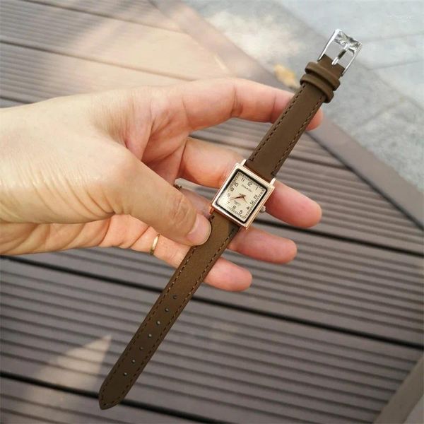 Montres-bracelets Sdotter Vintage en cuir femmes montres de luxe mode carré design dames décontracté petite femme horloge à quartz Zegarek
